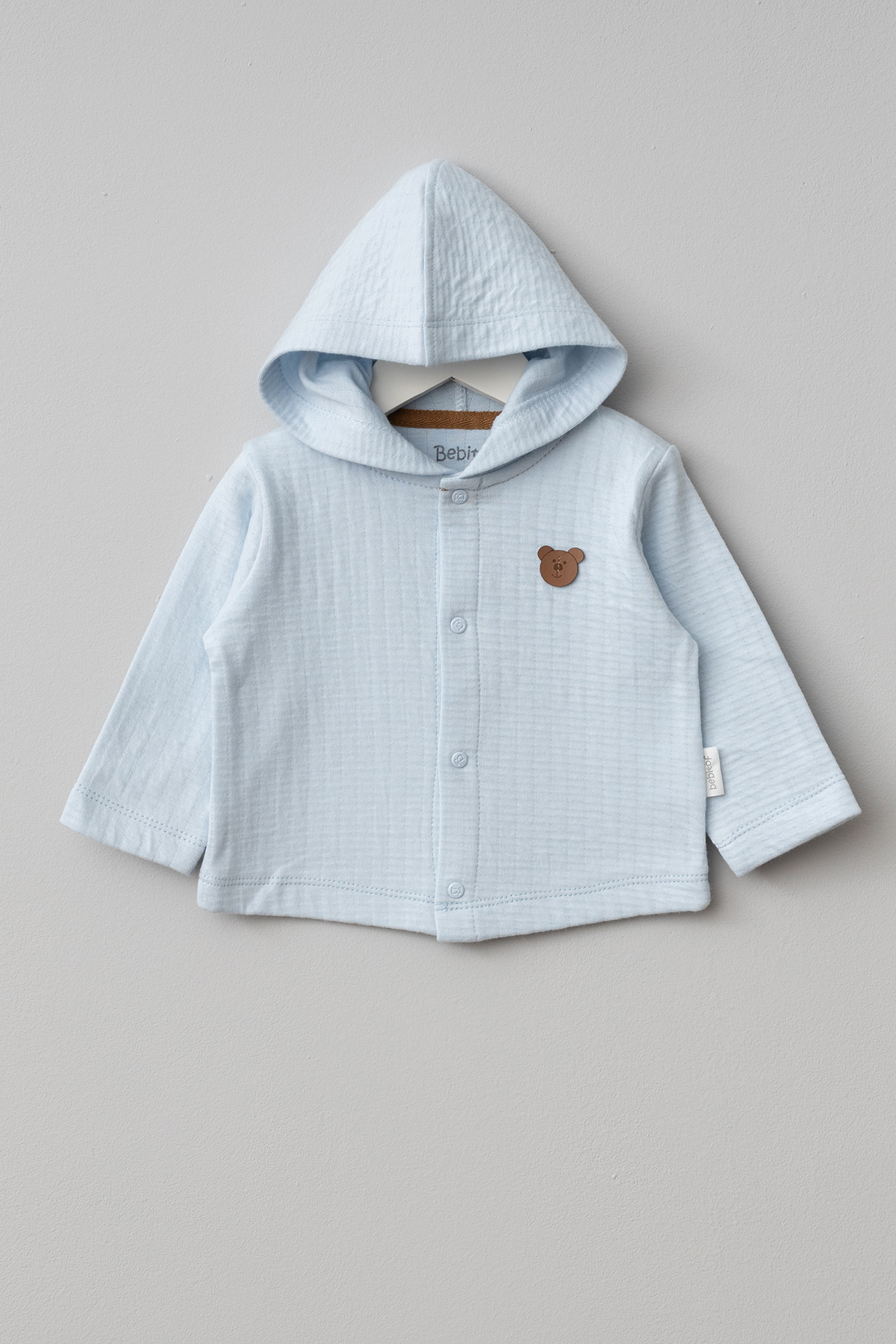 Бебешка жилетка за момче с качулка, син цвят