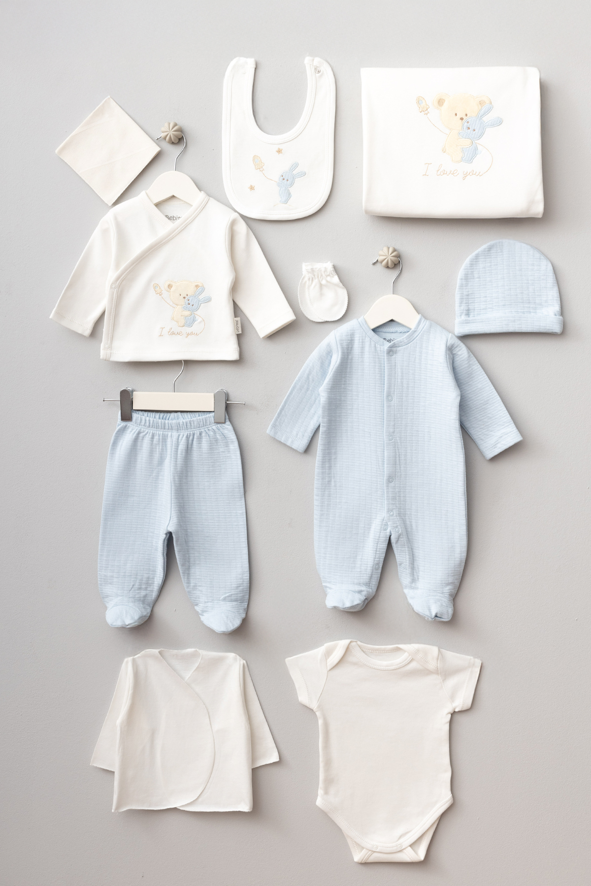 Бебешки комплект за изписване 10 части, син цвят