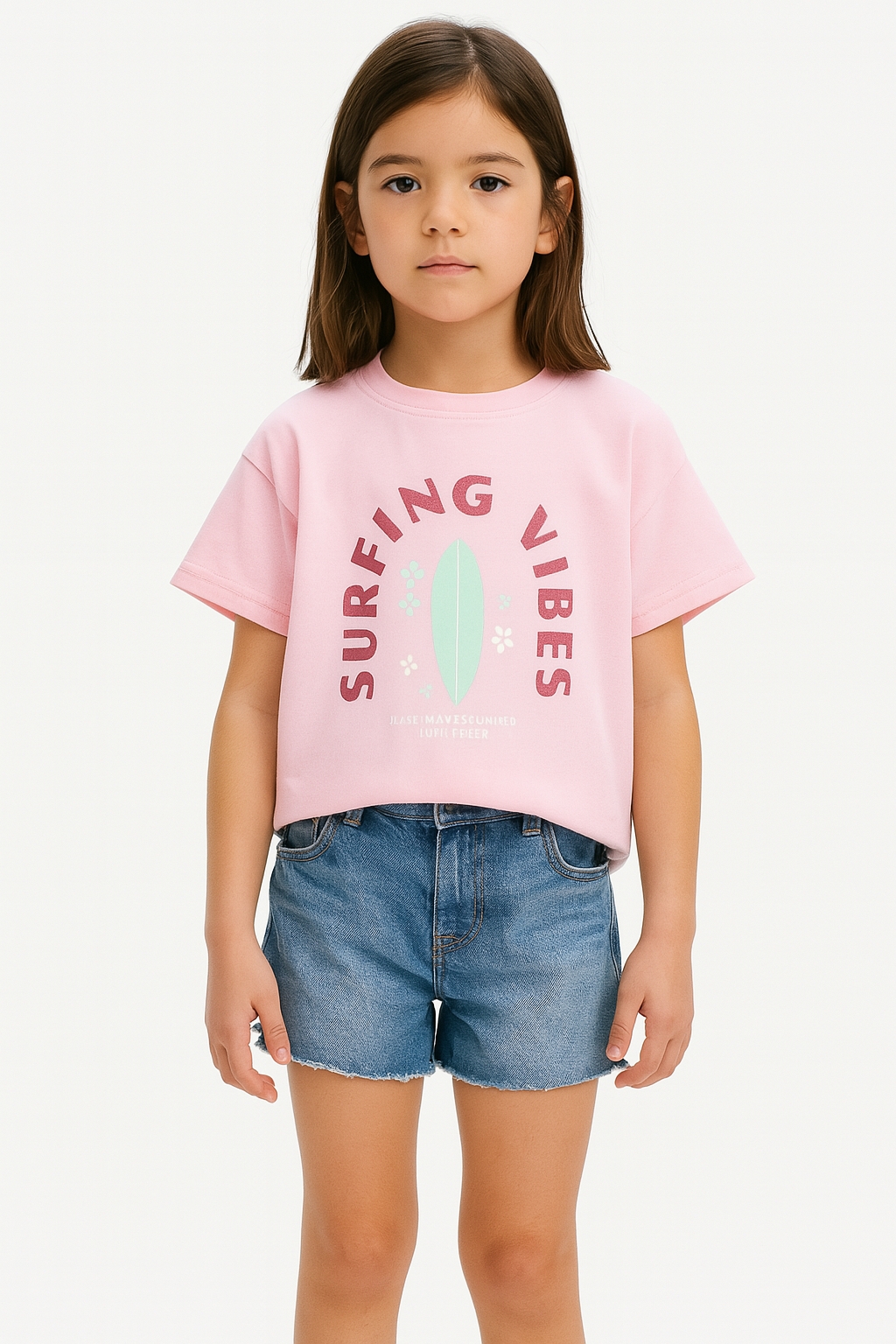 Детска тениска за момиче, розов цвят