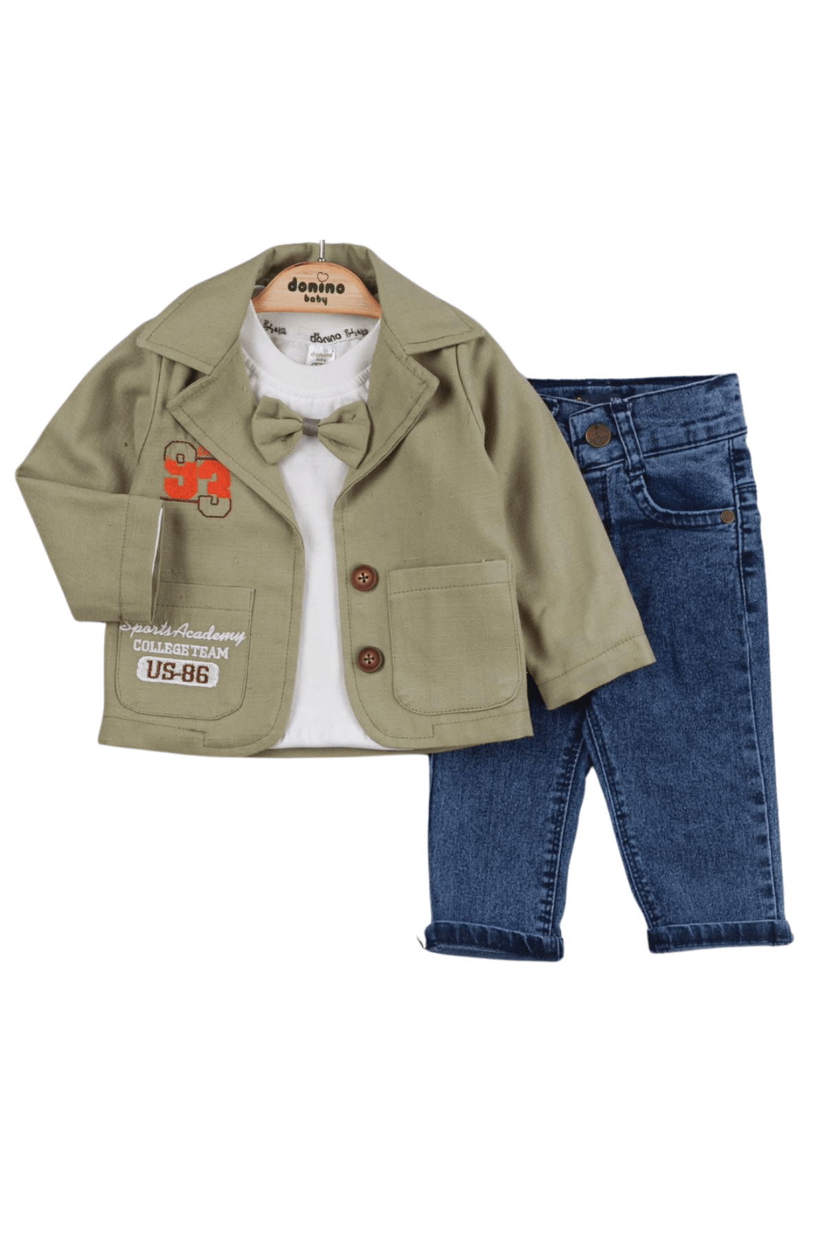 Детски комплект момче дълъг ръкав 3 части, в зелен цвят