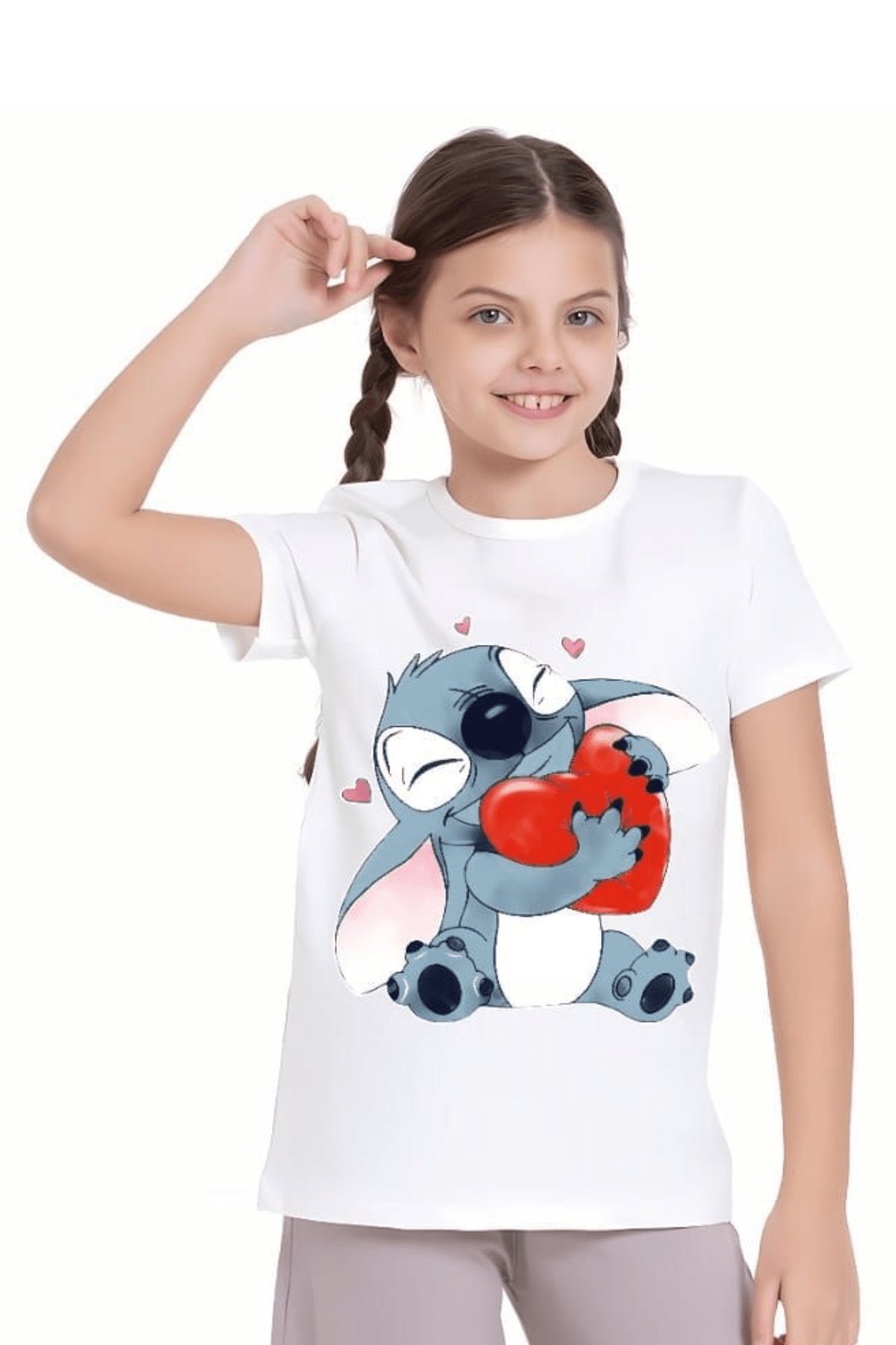 Детска тениска за момиче Stitch , бял цвят