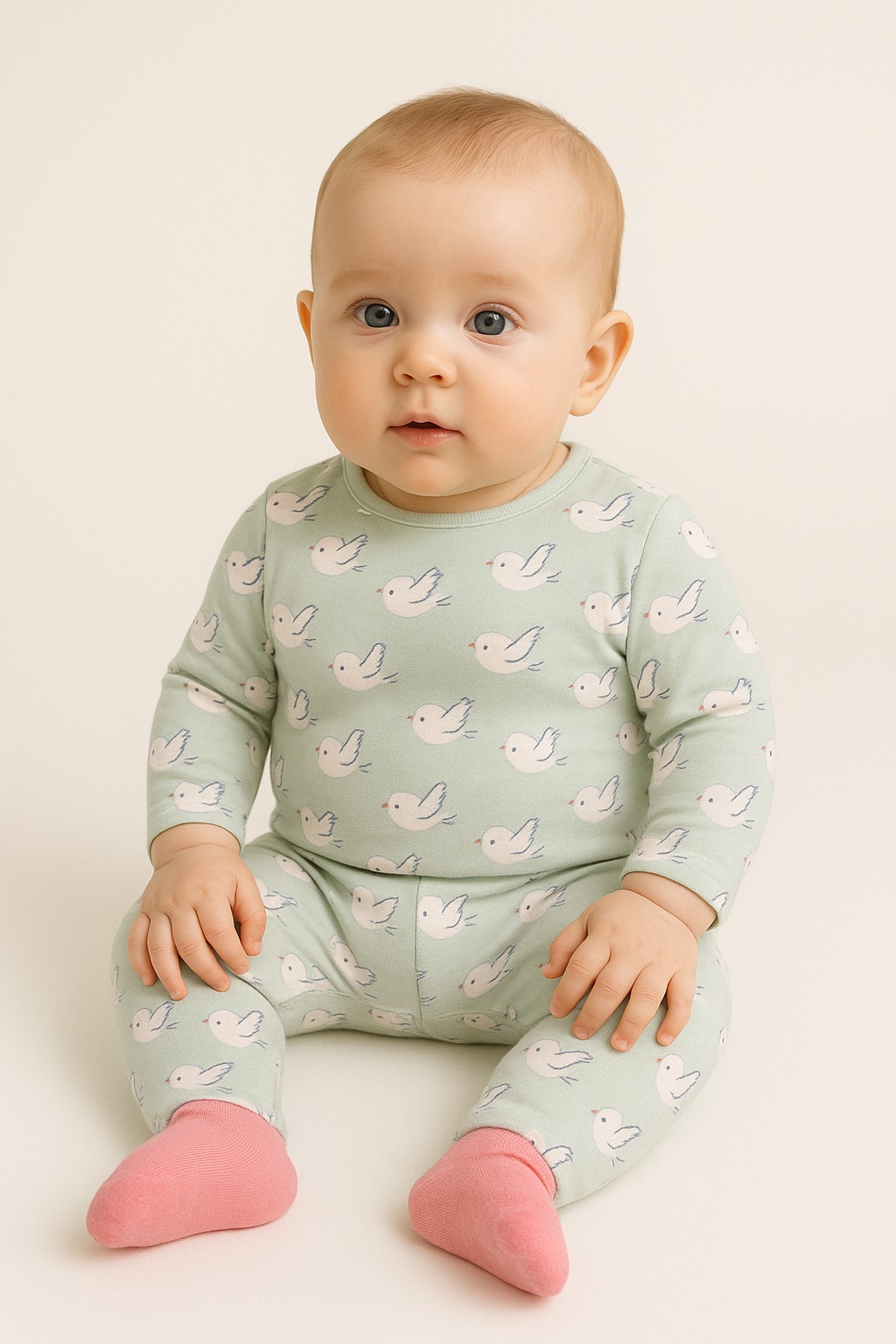 Бебешки ританки от органичен памук, зелен цвят