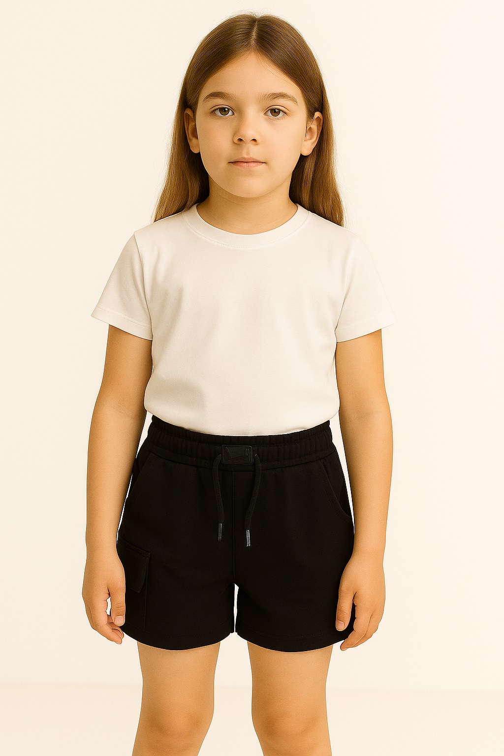 Детски къси панталонки момиче, черен цвят