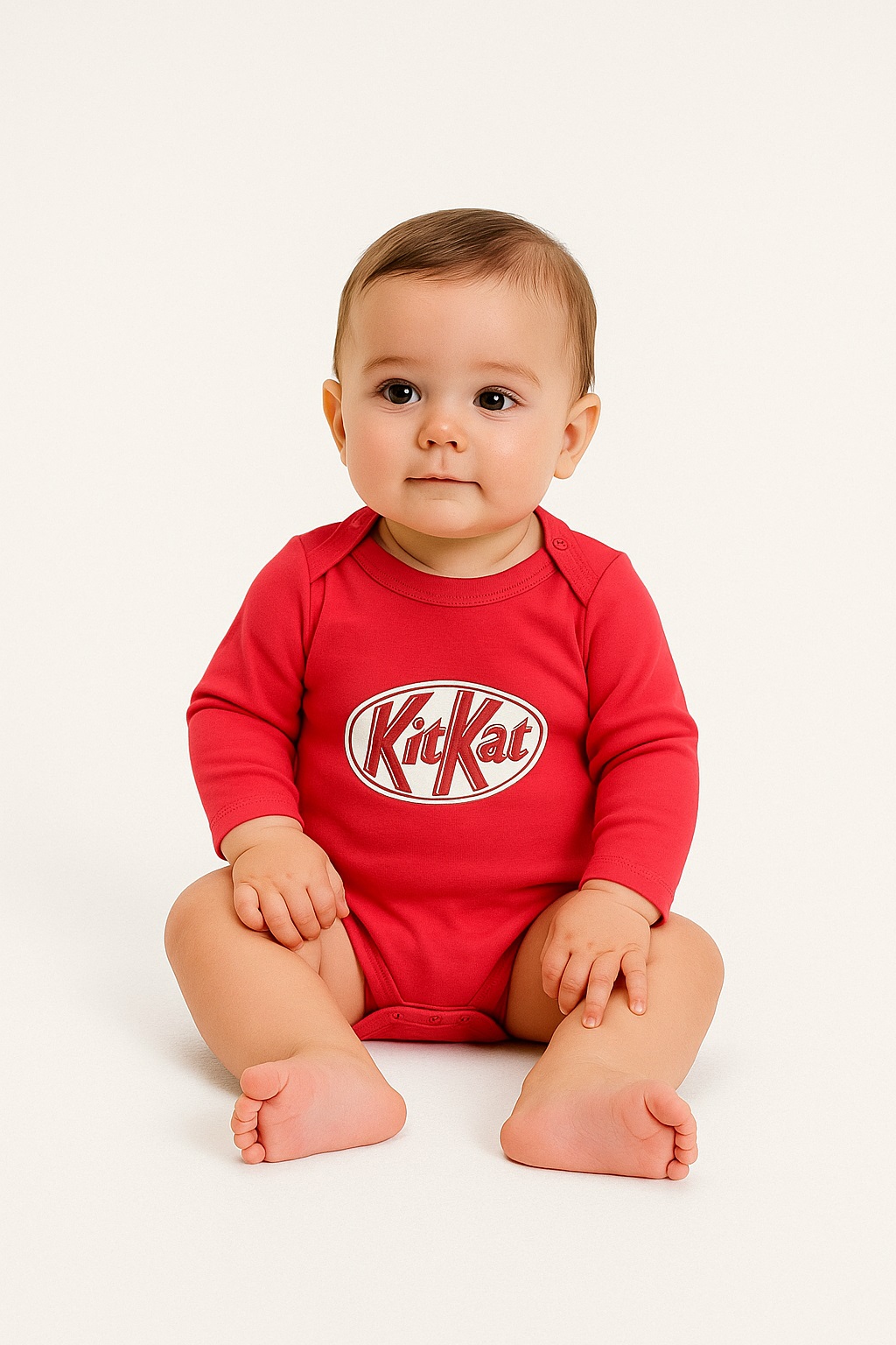 Бебешко боди дълъг ръкав Kit-Kat, червен цвят
