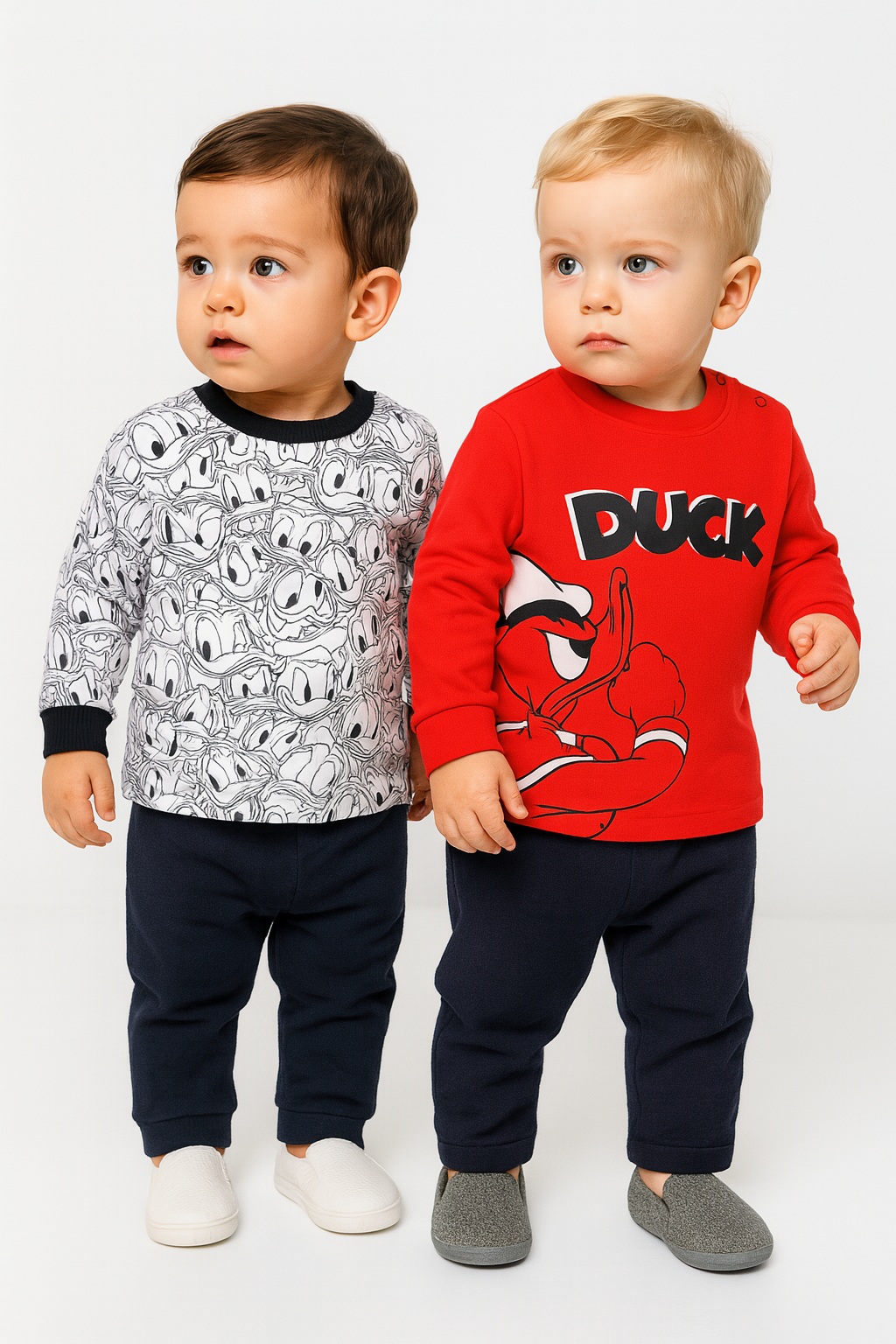 Бебешки блузи момче 2 броя Duck,червен цвят