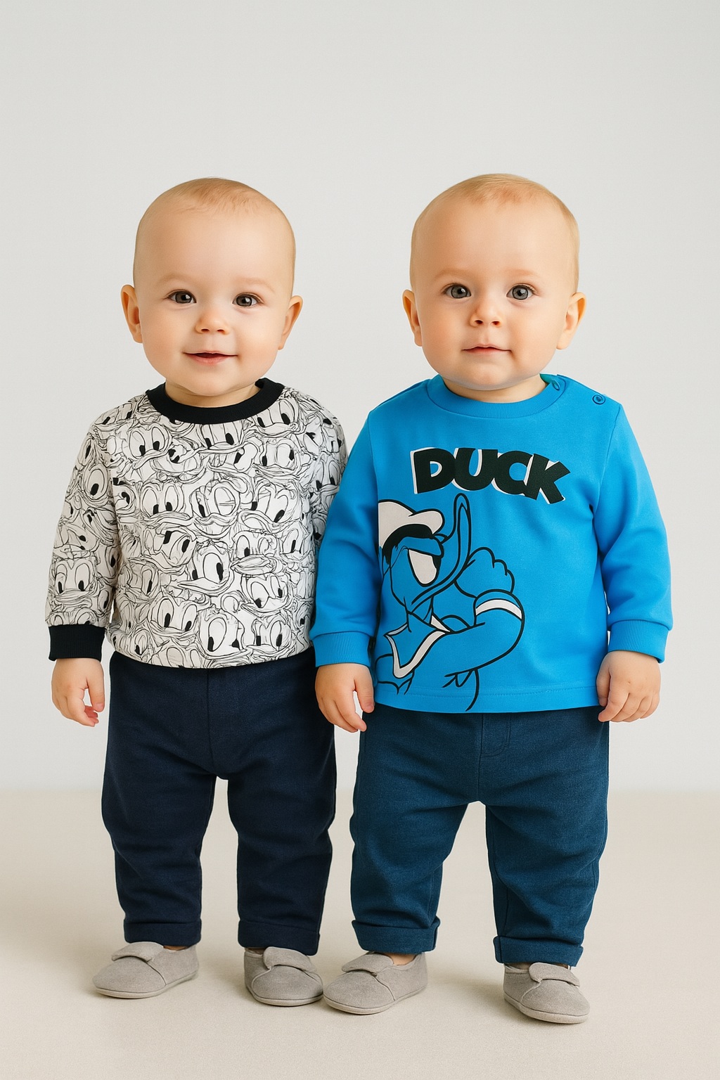 Бебешки блузи момче 2 броя Duck,син цвят