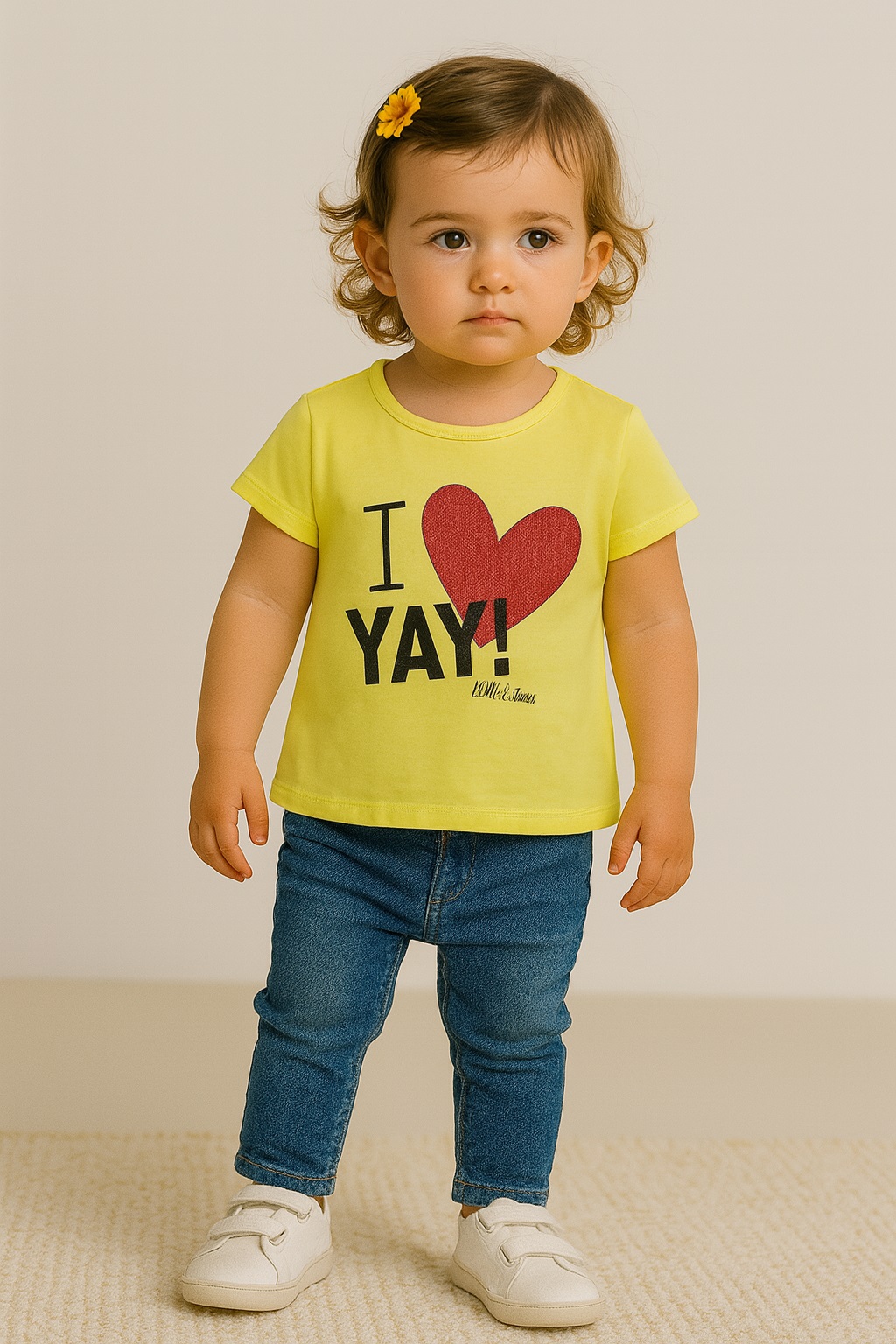 Бебешка тениска момиче, жълт цвят
