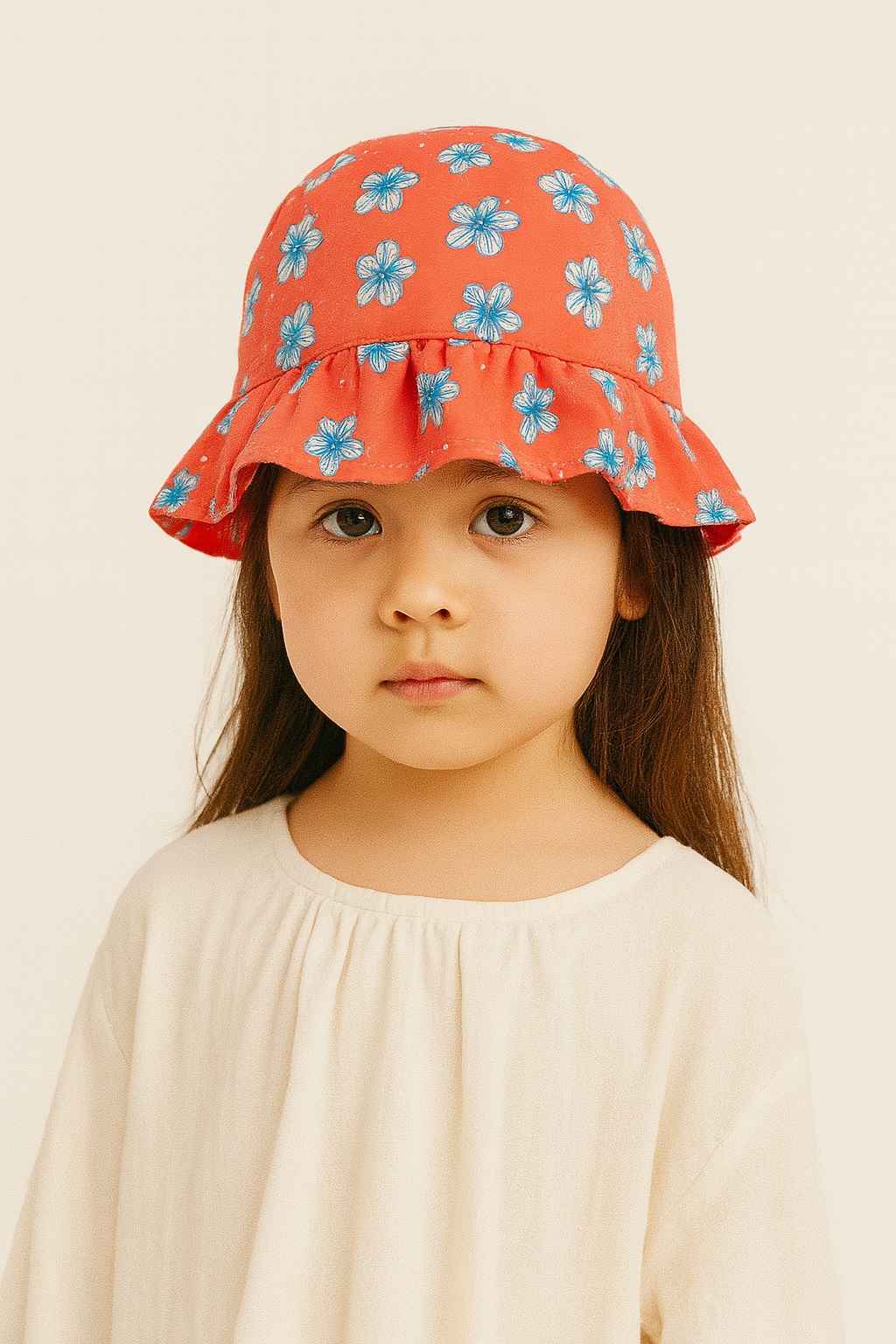 Детска шапка момиче, червен цвят