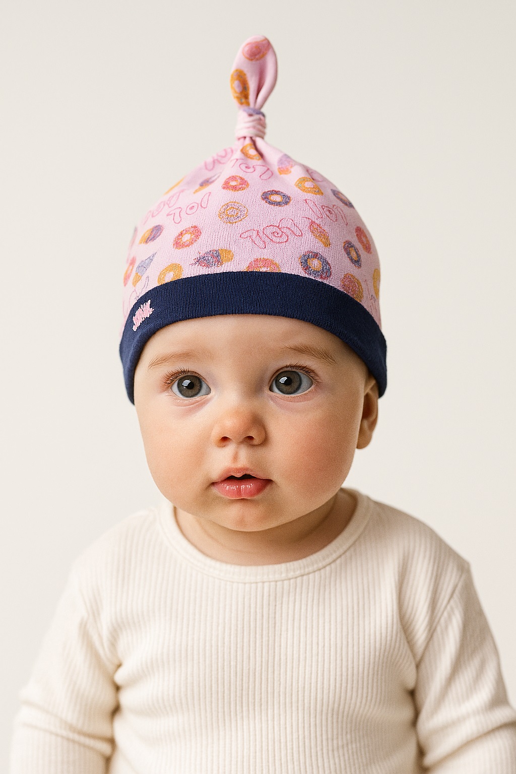Бебешка шапка Baby Girl с понички, розов цвят