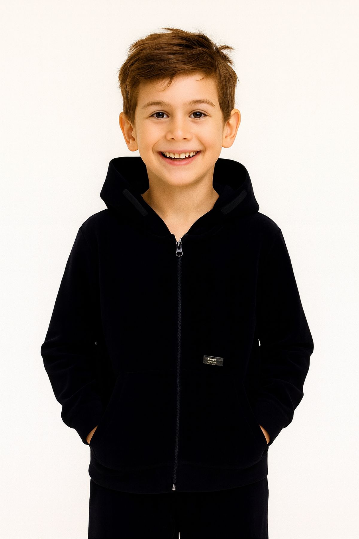 Детски суитшърт за момче, черен цвят