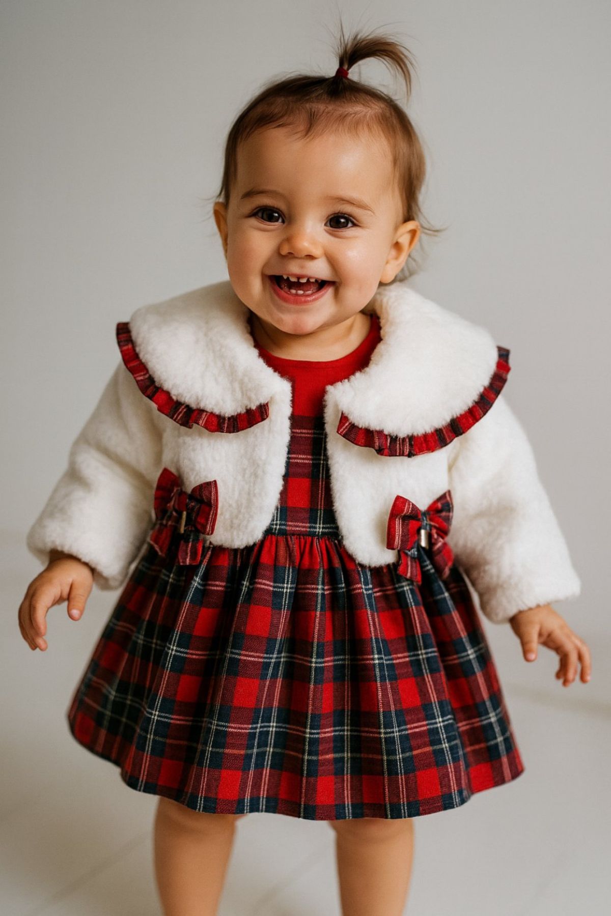 Детска рокля с болеро Коледа, червен цвят