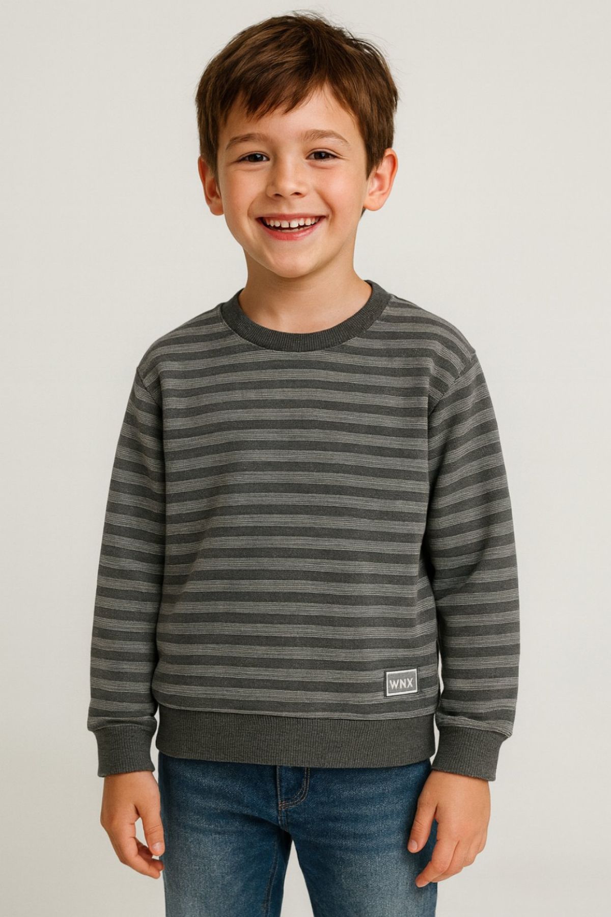 Детска блуза момче дълъг ръкав, тъмно сив цвят