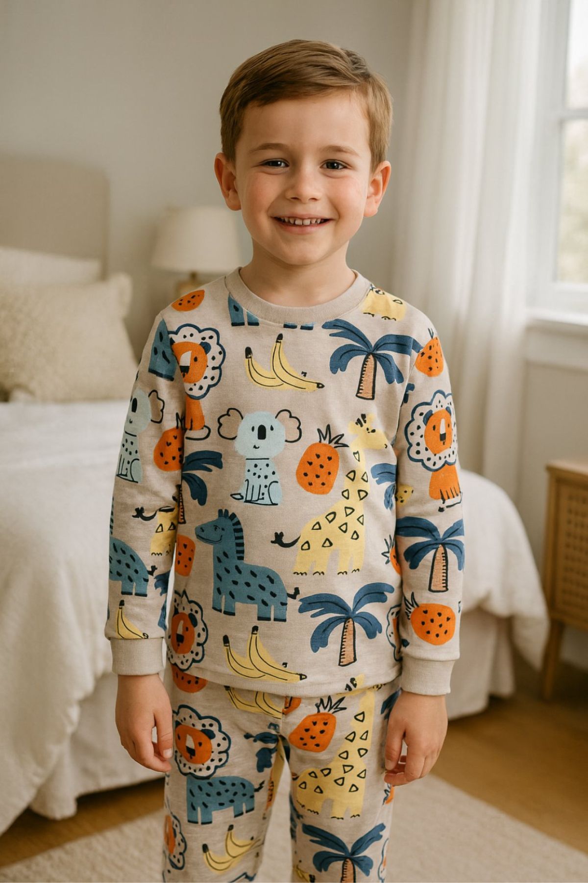 Детска пижама за момче с дълъг ръкав, сив цвят