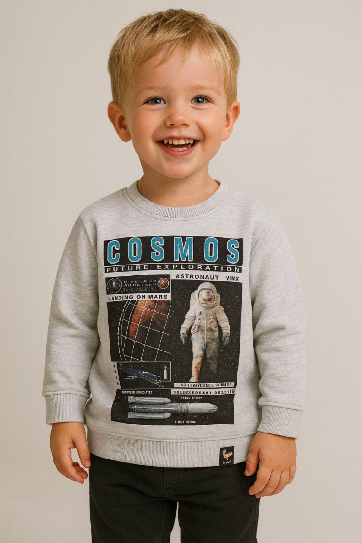 Детска блуза момче дълъг ръкав, сив цвят