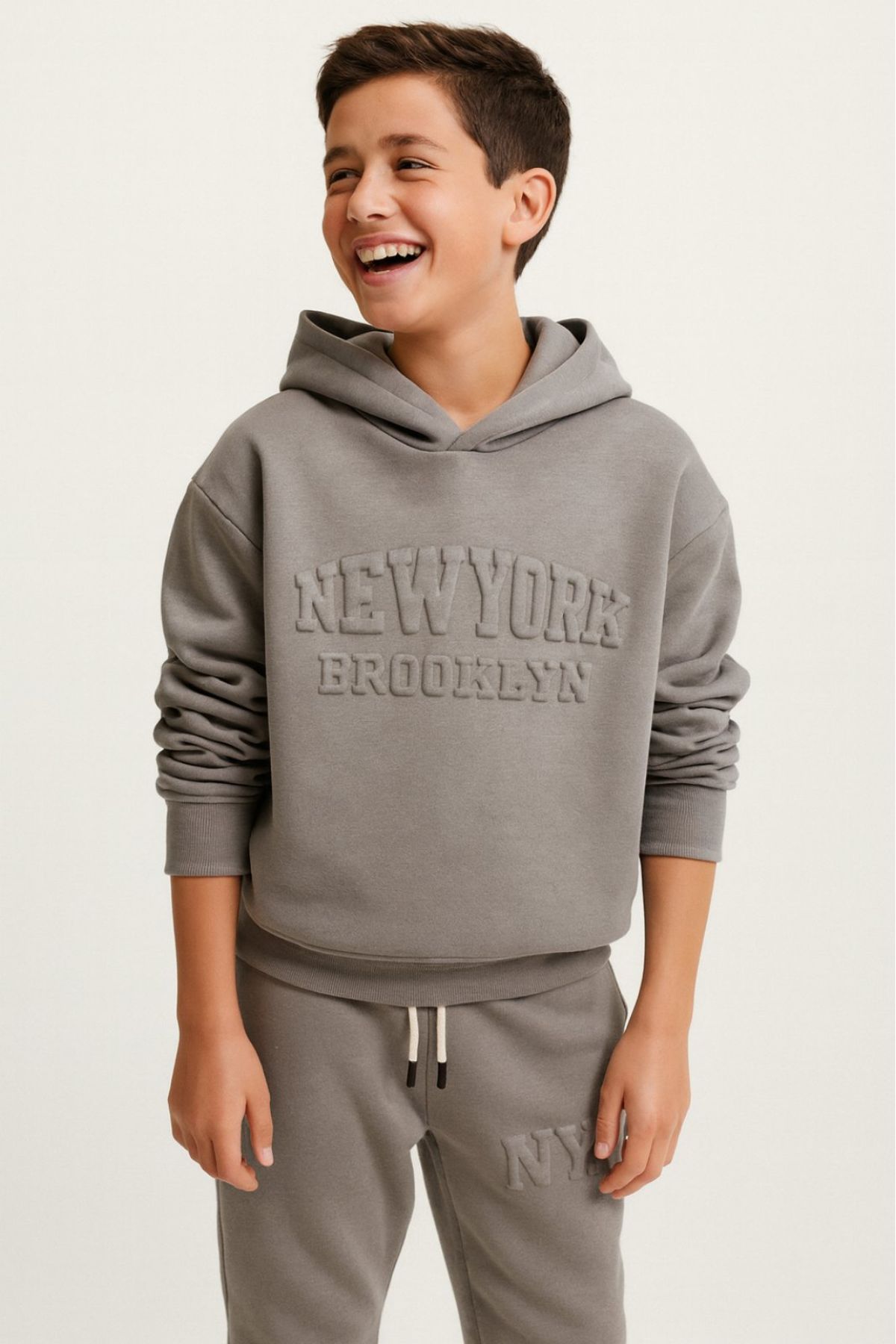 Детски комплект вата за момче с дълъг ръкав, сив цвят