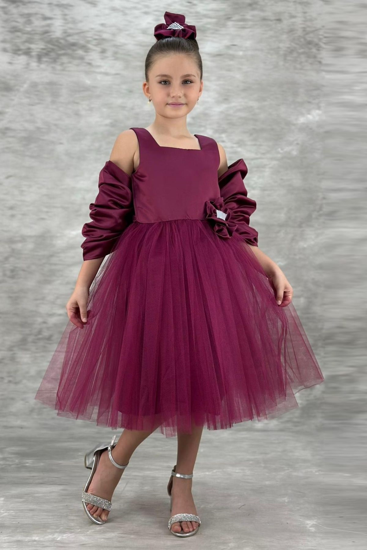 Детска официална рокля, цвят бордо