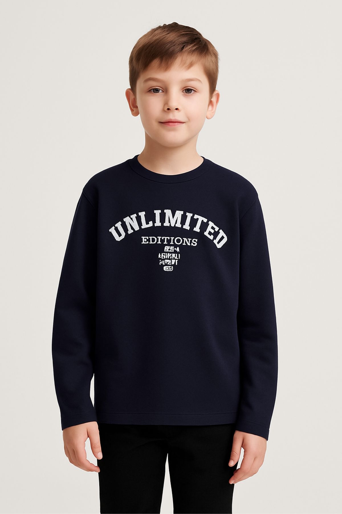 Детска блуза за момче с дълъг ръкав, тъмно сив цвят