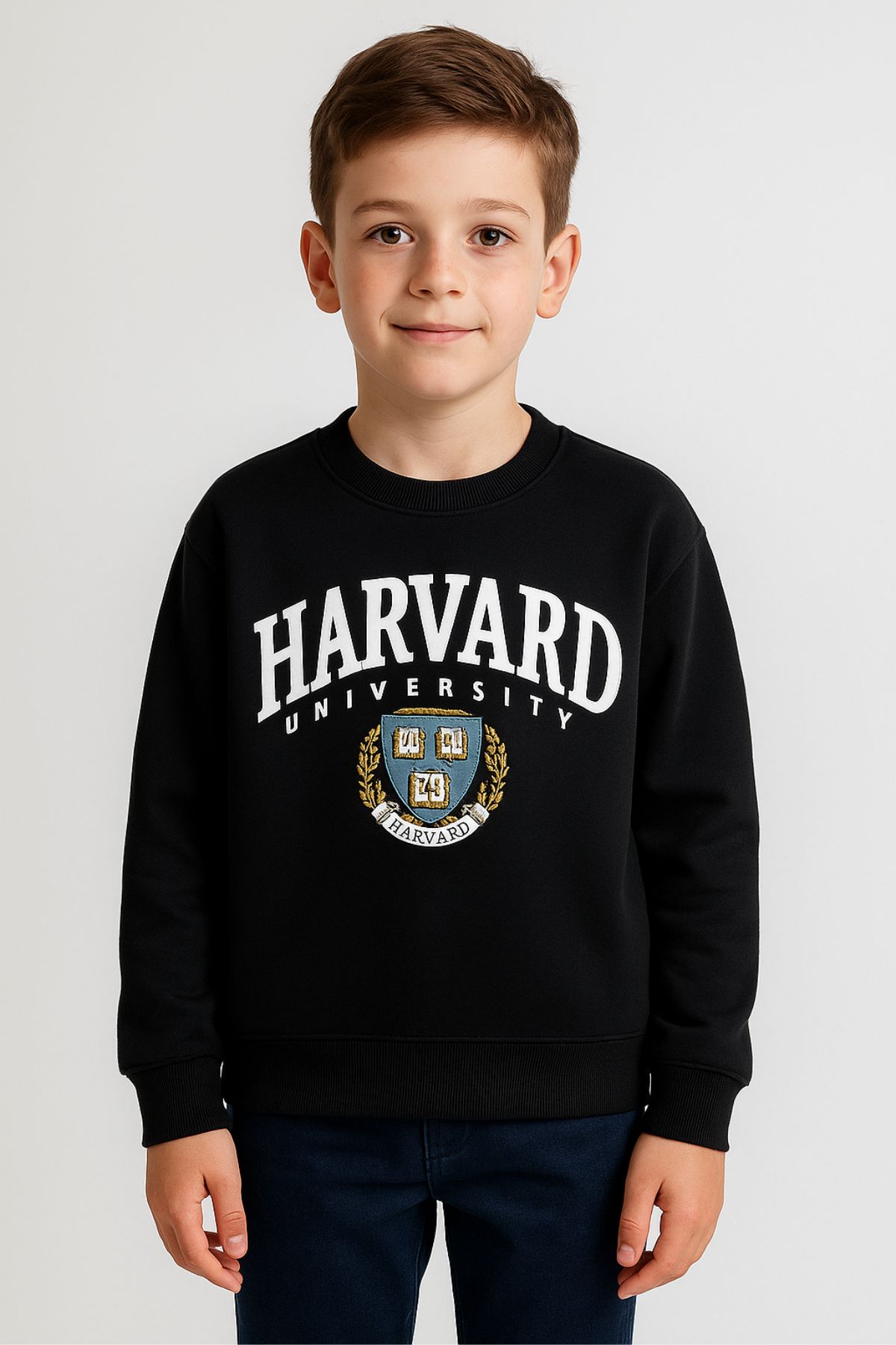 Детска блуза вата за момче с дълъг ръкав, черен цвят