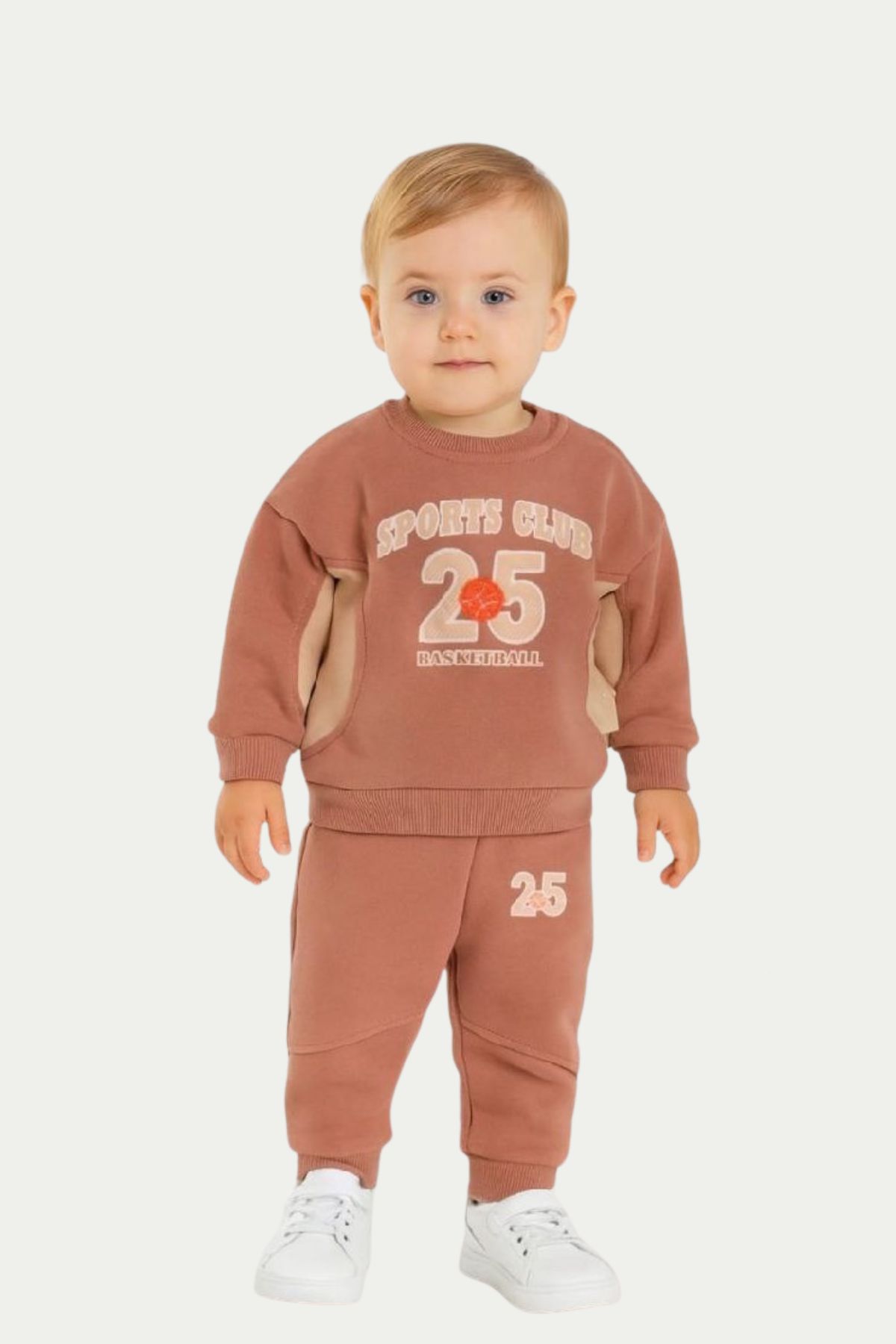  Бебешки комплект вата за момче с дълъг ръкав, кафяв цвят 