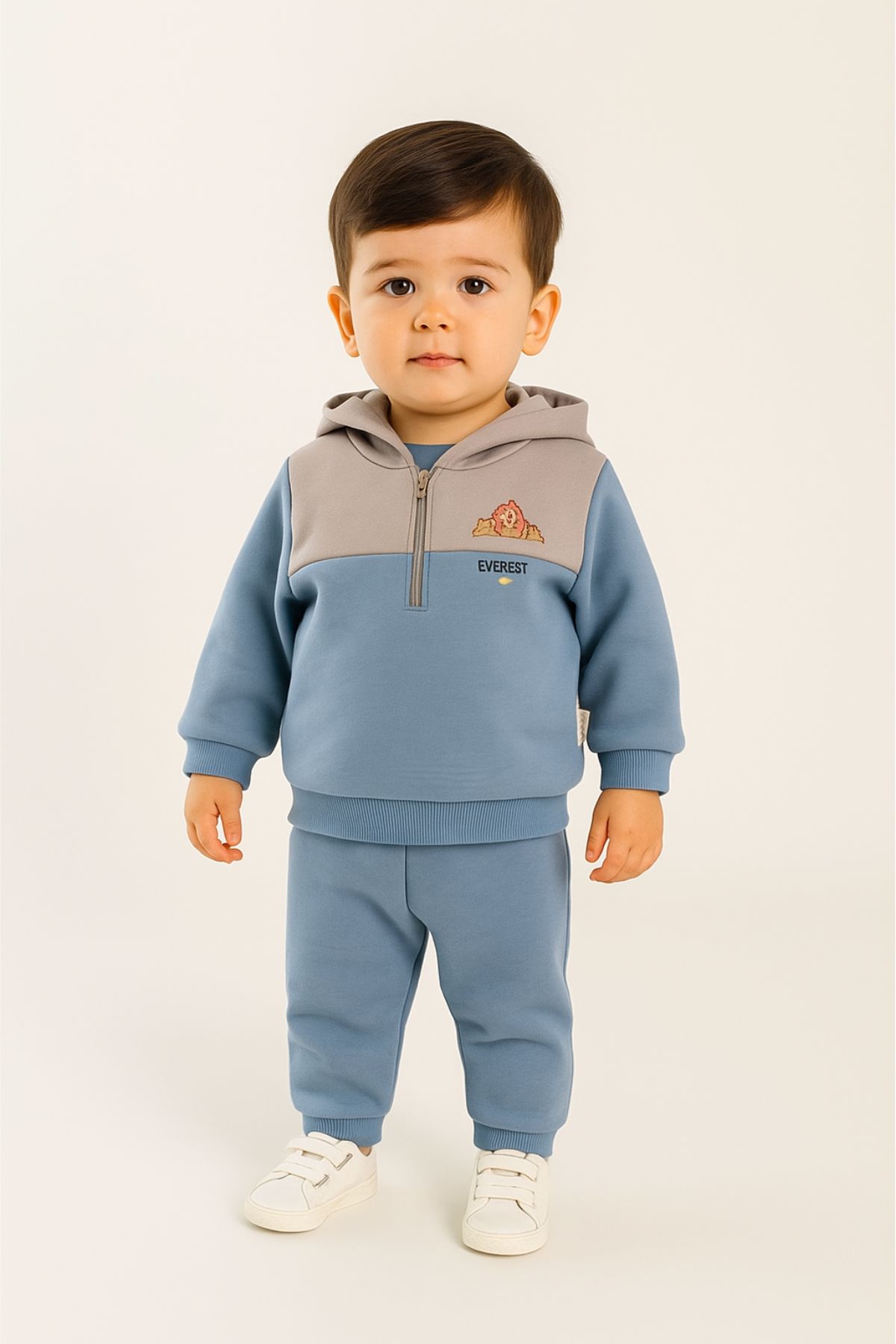 Бебешки комплект вата за момче с дълъг ръкав, син цвят