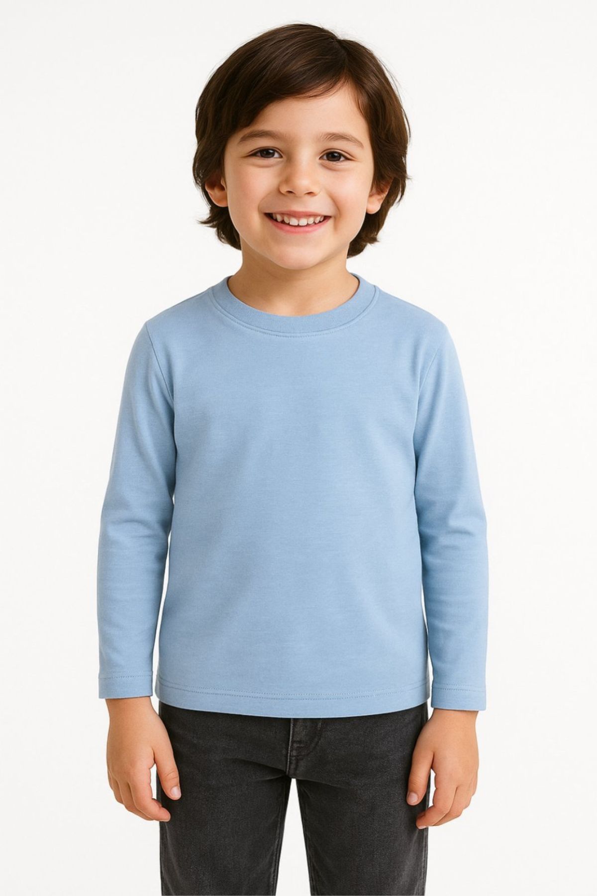 Детска блуза за момче с дълъг ръкав, син цвят