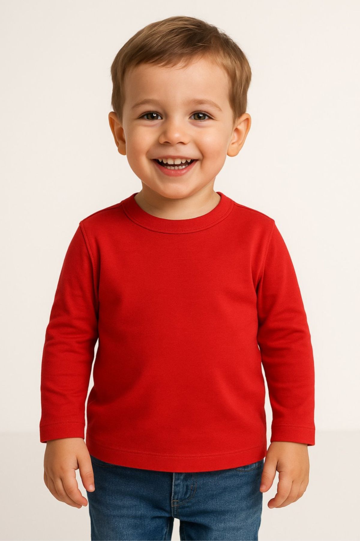 Детска блуза за момче с дълъг ръкав, червен цвят  