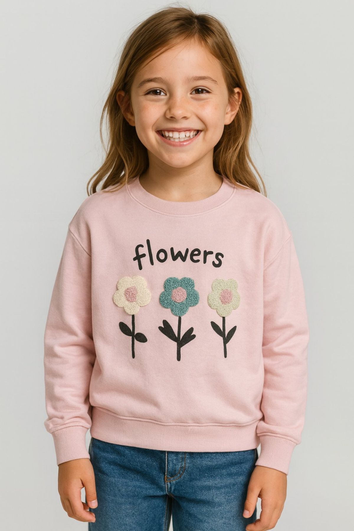 Детска блуза за момиче с дълъг ръкав, розов цвят