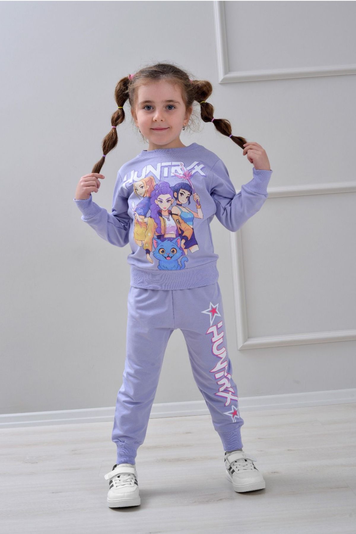 Детски комплект за момиче с дълъг ръкав, лилав цвят
