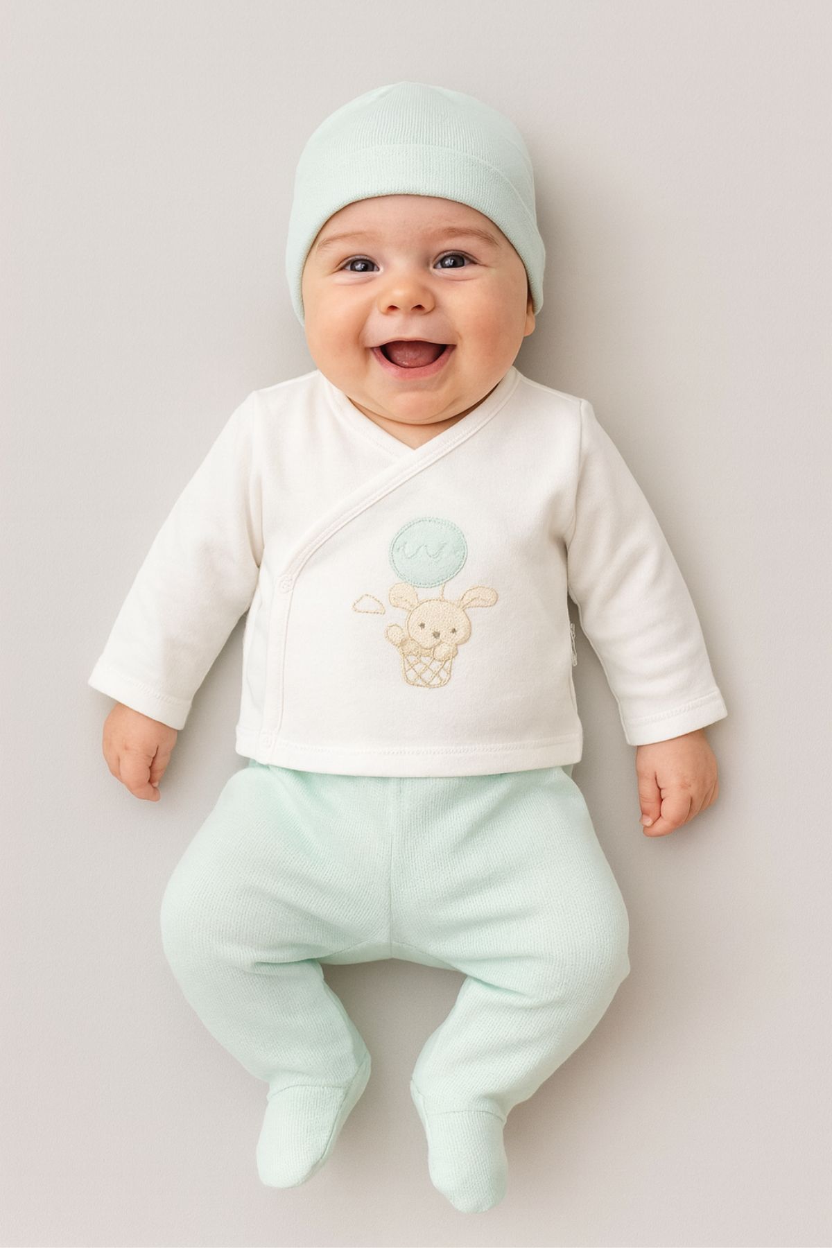 Комплект за изписване от органичен памук 5 части, цвят тюркоаз