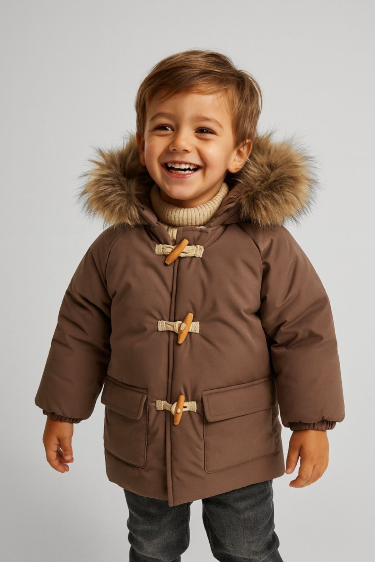 Детско зимно яке за момче, кафяв цвят 