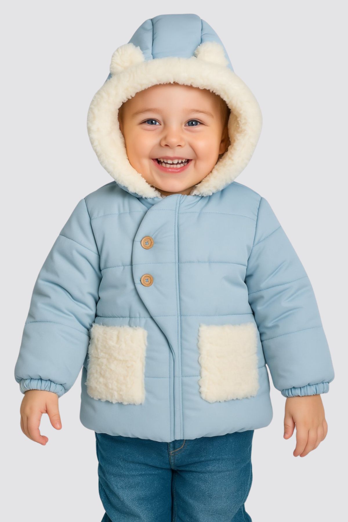 Детско зимно яке за момче, син цвят