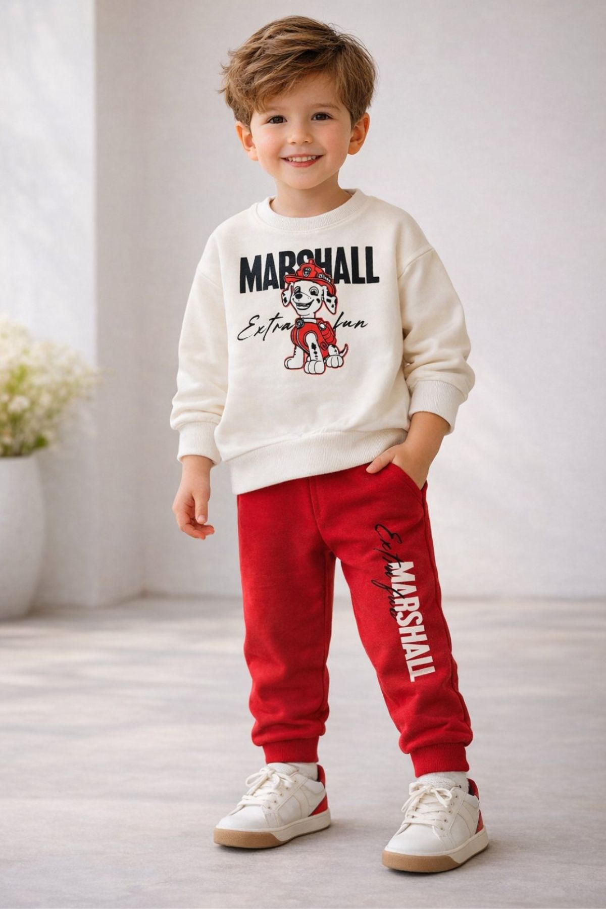 Детски комплект за момче, червен цвят 