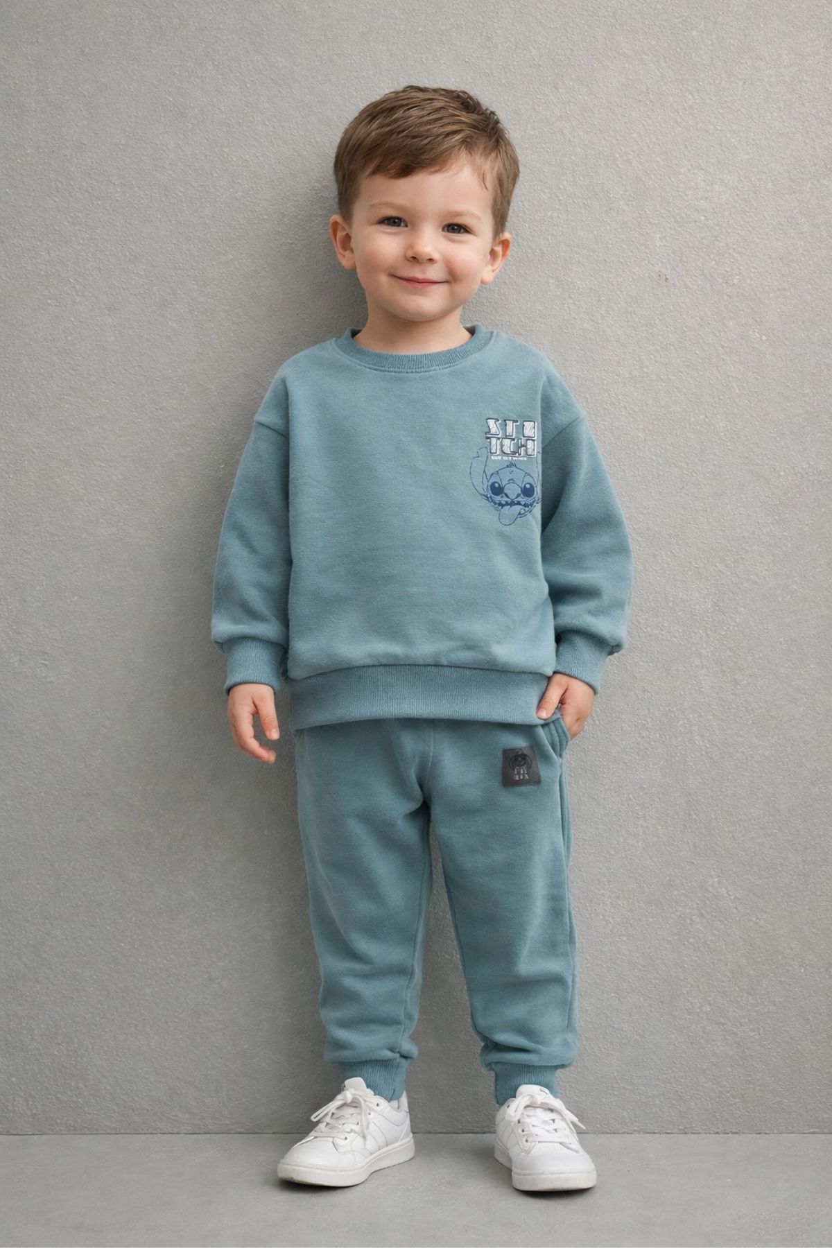 Детски комплект за момче с дълъг ръкав, син цвят