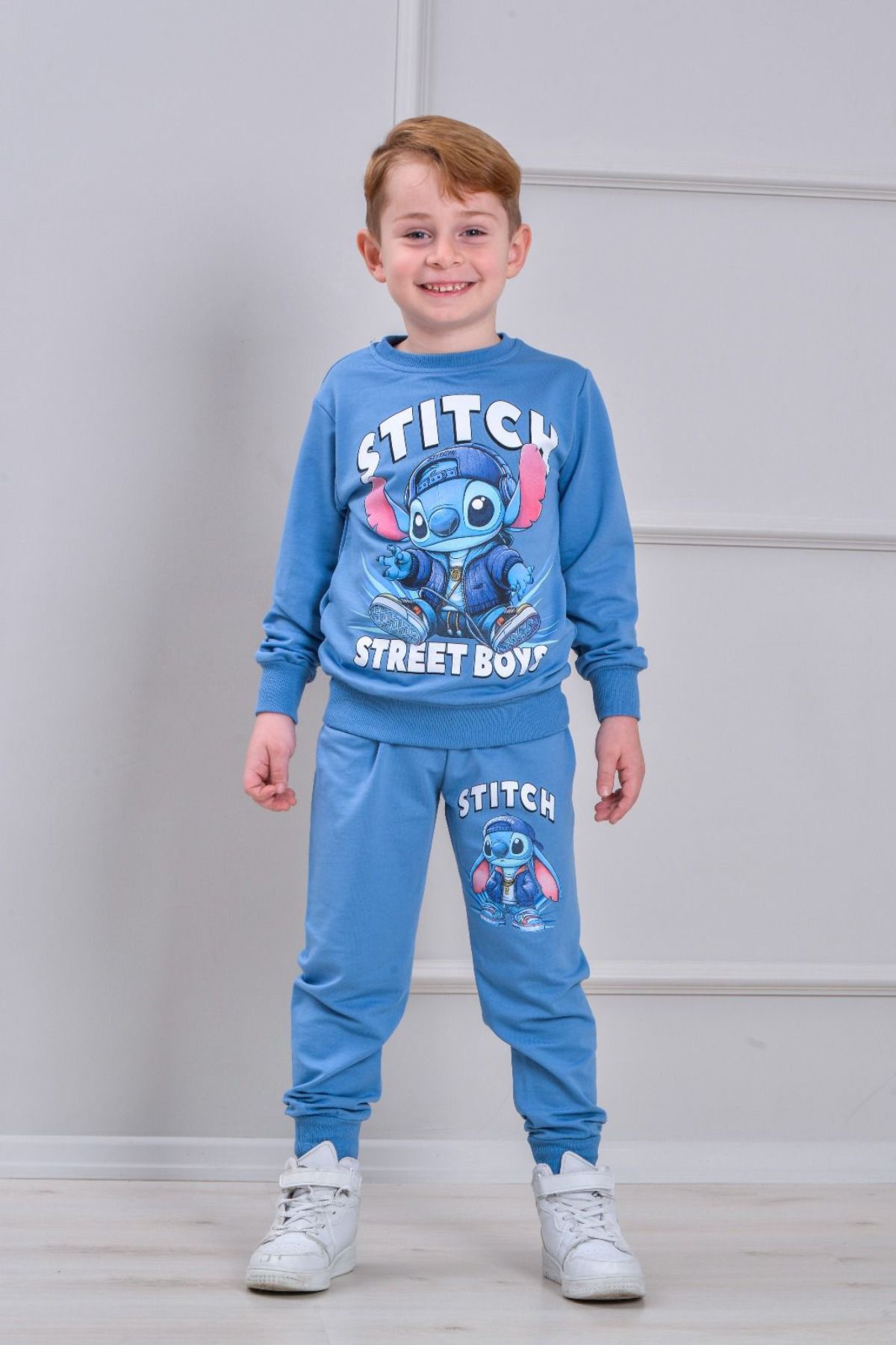 Детски комплект за момче с дълъг ръкав, син цвят