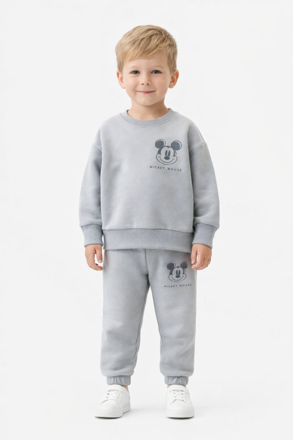 Детски комплект за момче с дълъг ръкав, сив цвят