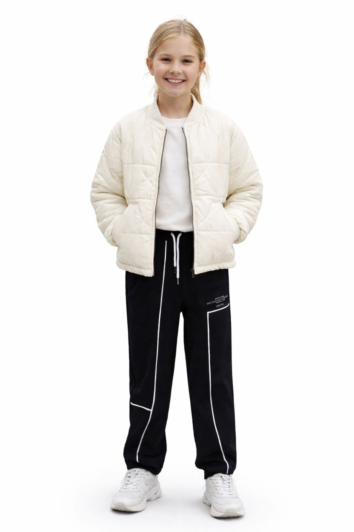 Детски спортен панталон за момиче, черен цвят