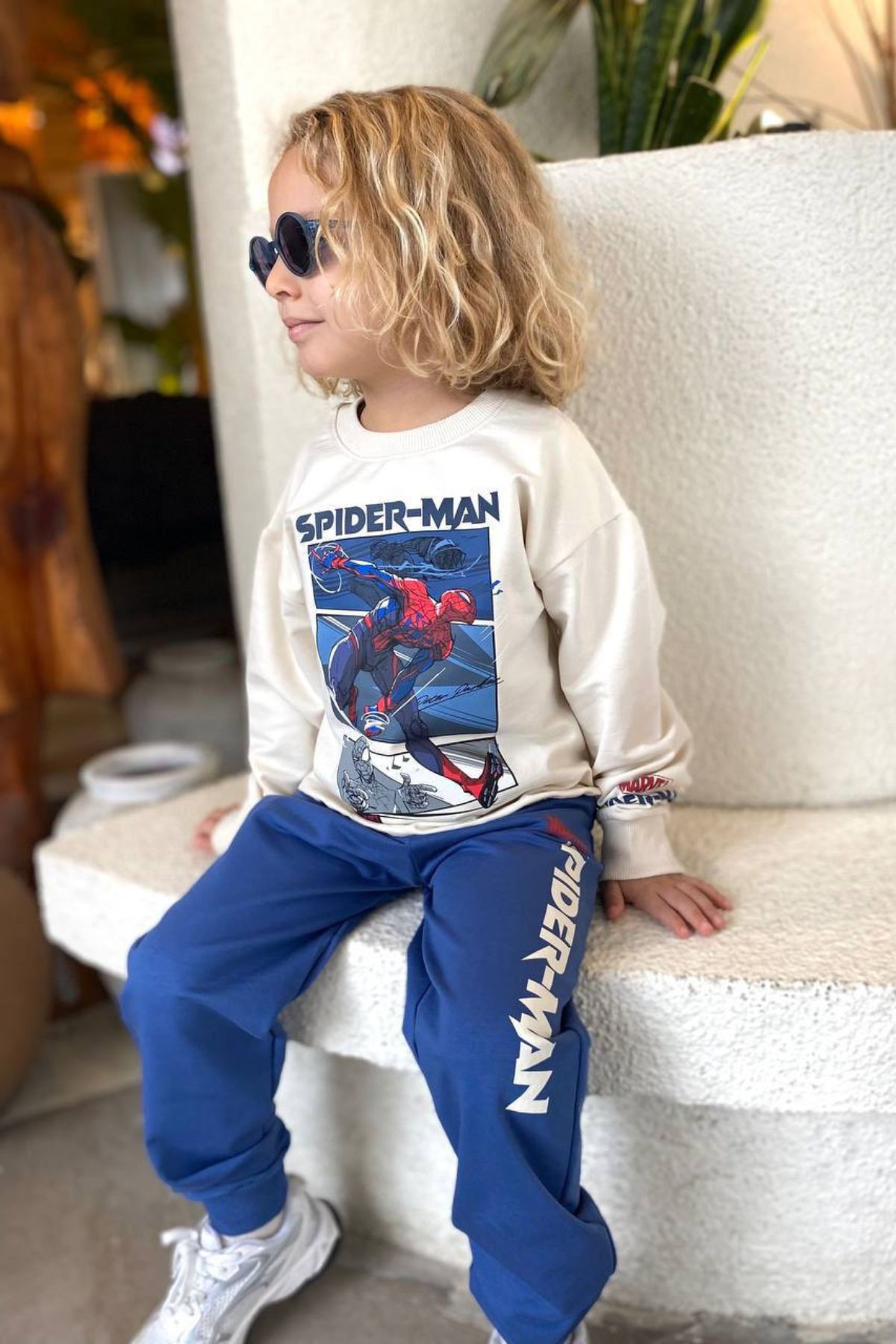 Детски комплект за момче с дълъг ръкав, тъмно син цвят