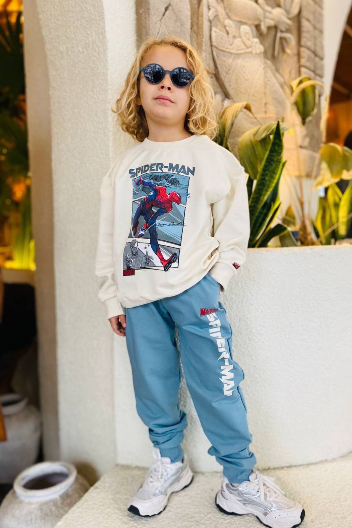 Детски комплект за момче с дълъг ръкав, син цвят