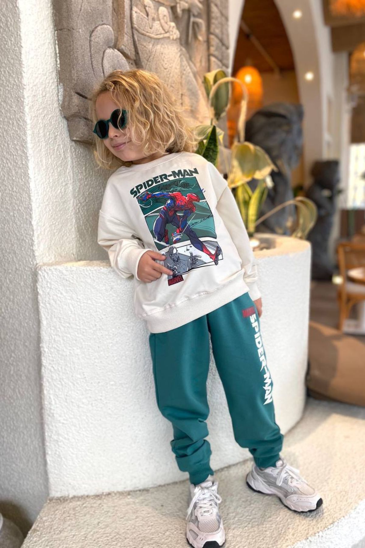 Детски комплект за момче с дълъг ръкав, зелен цвят