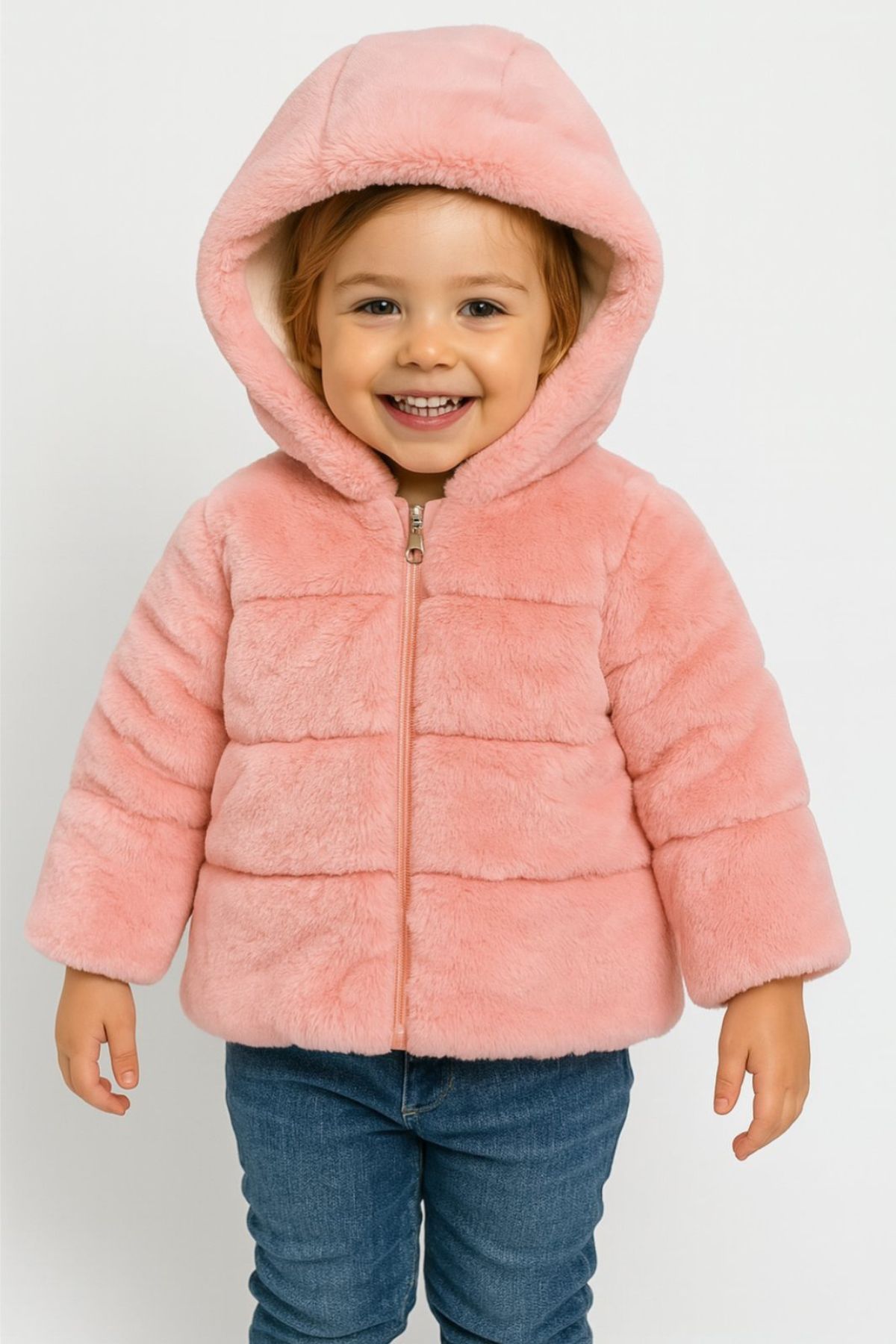 Детско зимно яке за момиче, розов цвят
