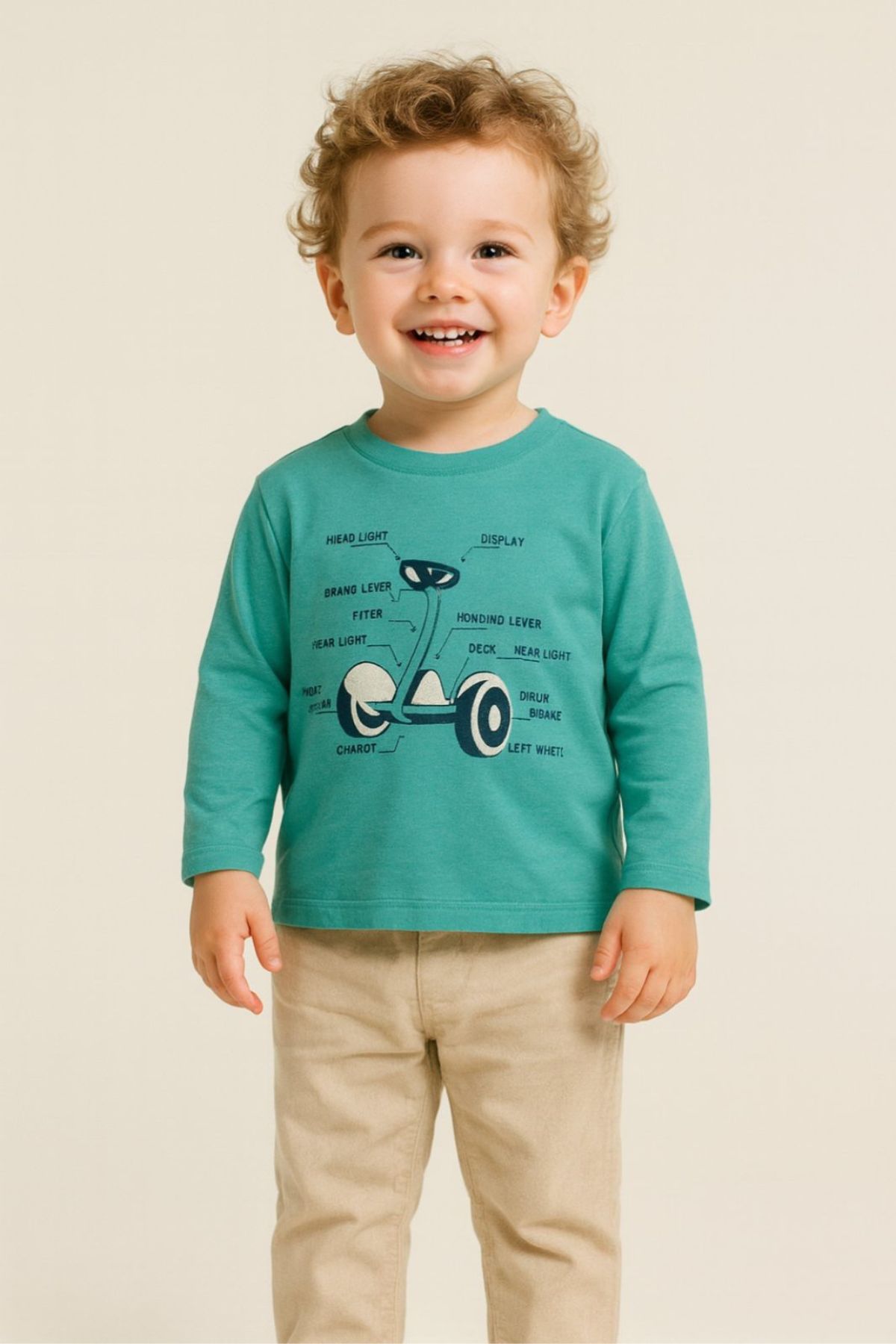 Бебешка блуза момче с дълъг ръкав,зелен цвят