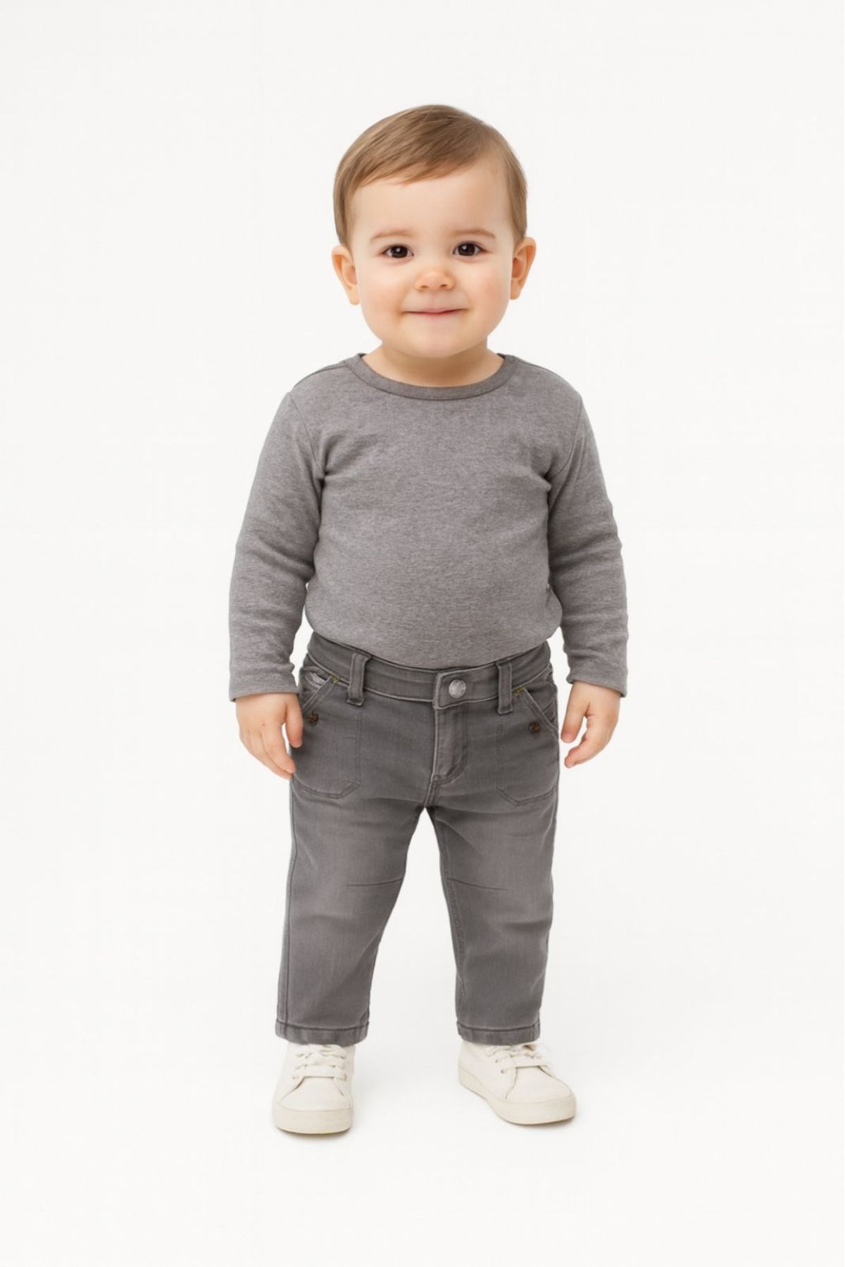 Бебешки дънки момче, сив цвят
