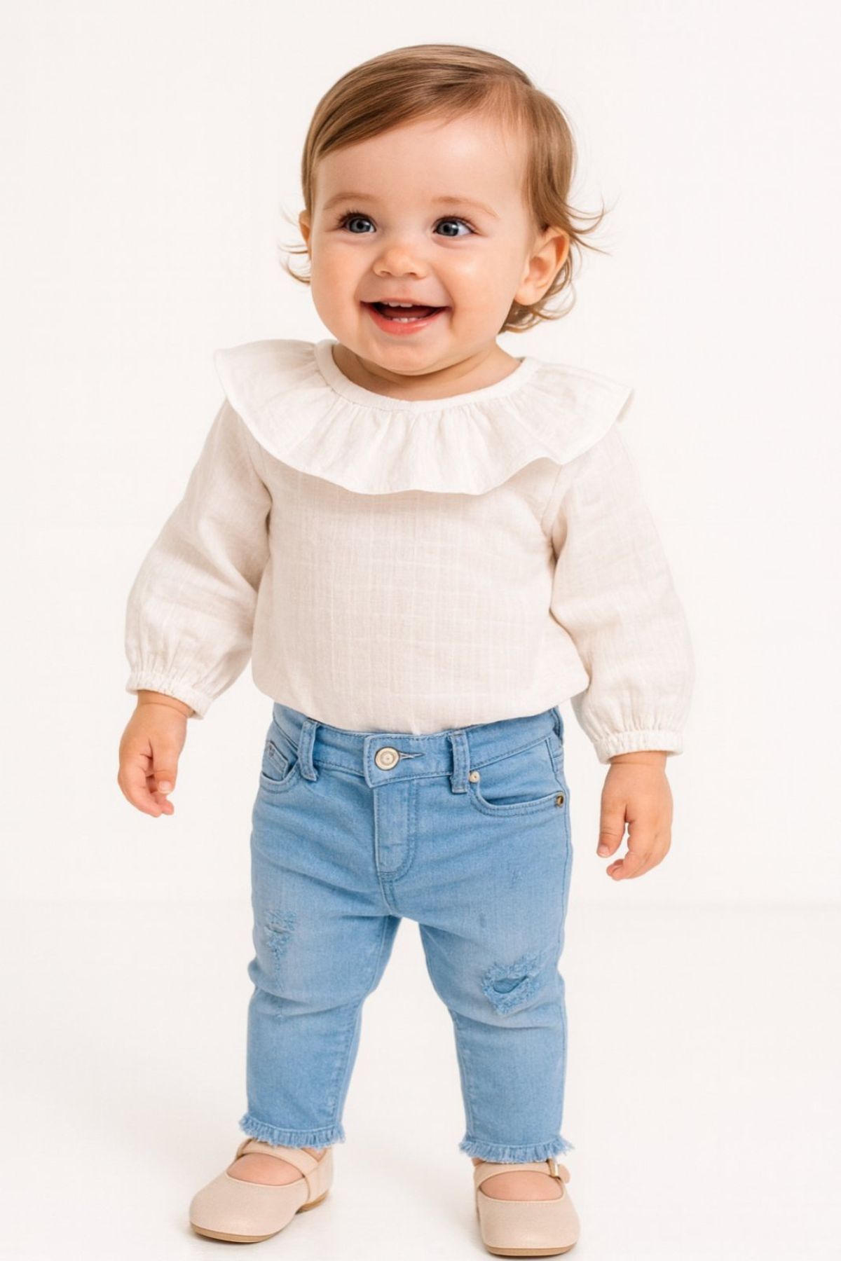 Детски панталон момиче, син цвят