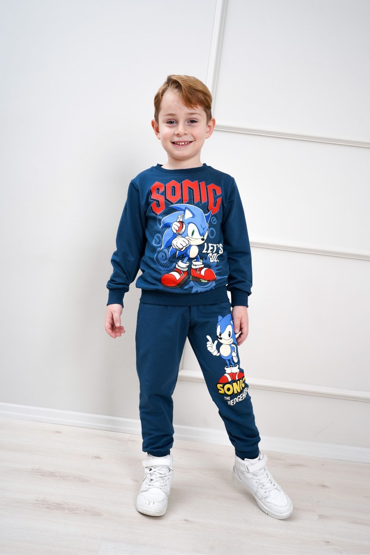 Детски комплект за момче с дълъг ръкав, син цвят