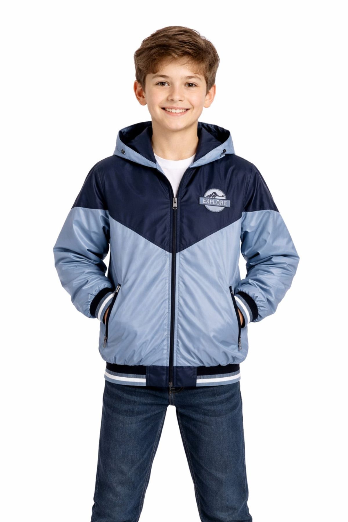 Детско яке за момче, син цвят