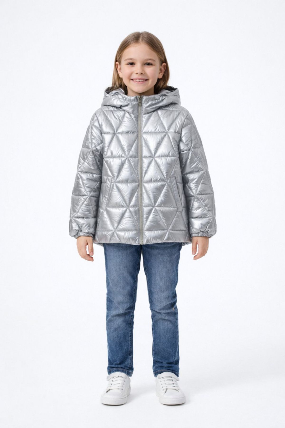 Детско яке момиче, сив цвят