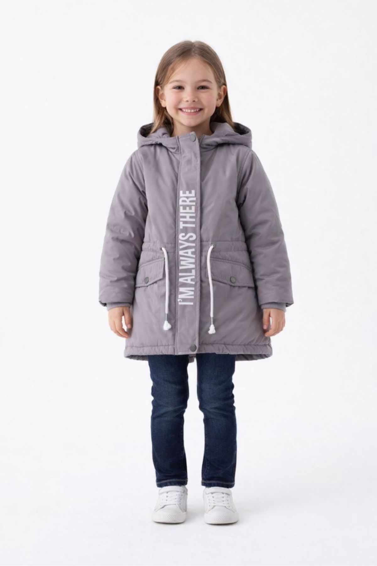 Детско яке момиче, сив цвят