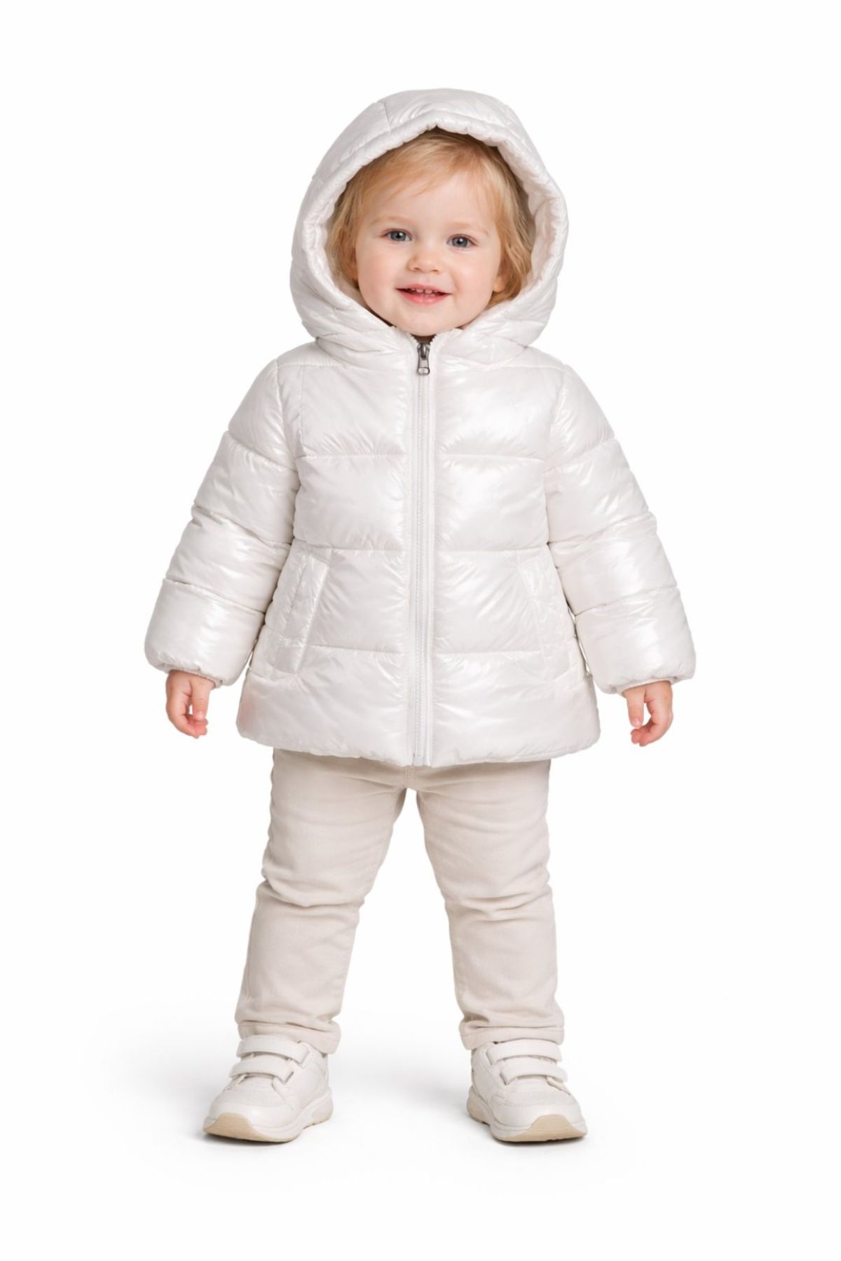 Детско яке момиче, бял цвят