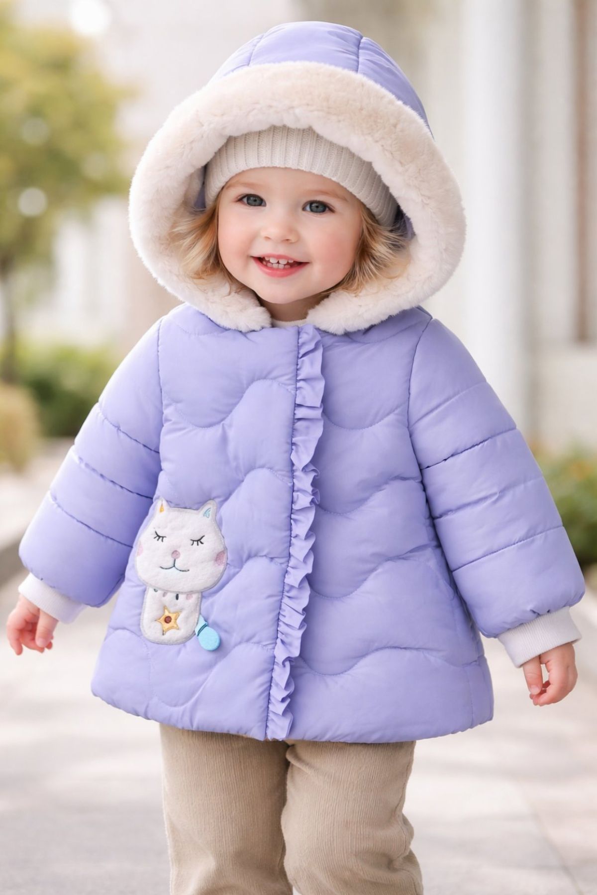 Детско яке момиче, лилав цвят