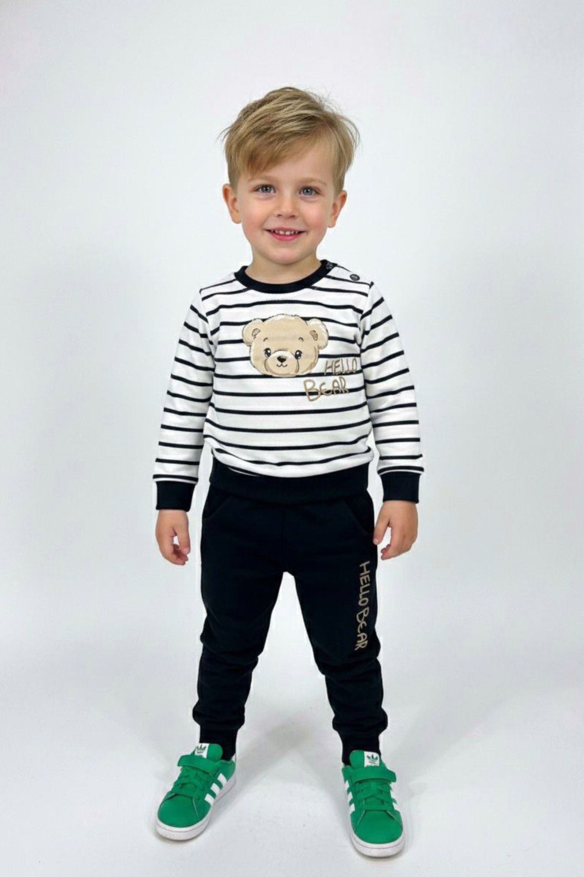 Детски комплект за момче с дълъг ръкав, черен цвят 